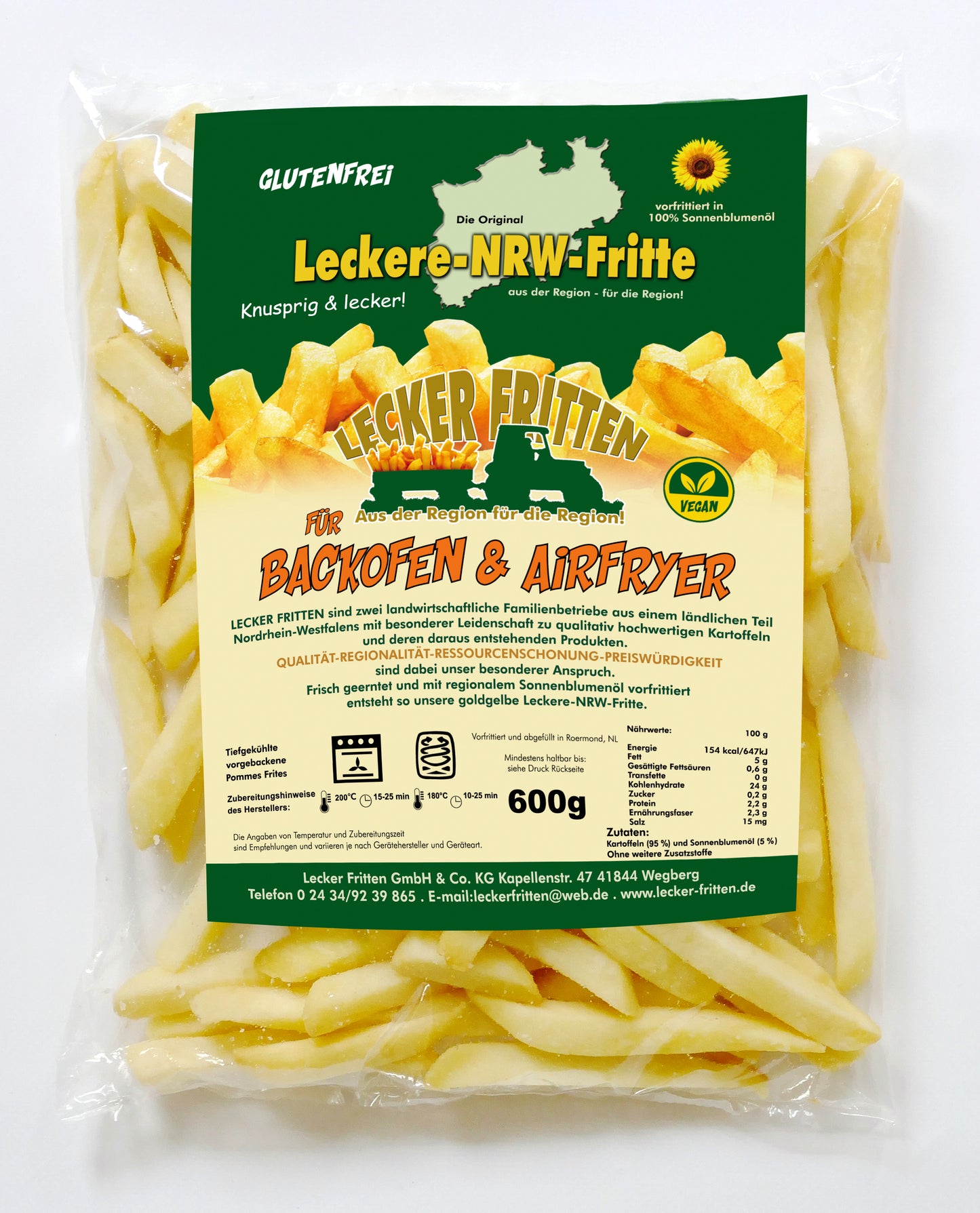 Premium Fritten 600g ( Backofen & Airfryer ) Vegan