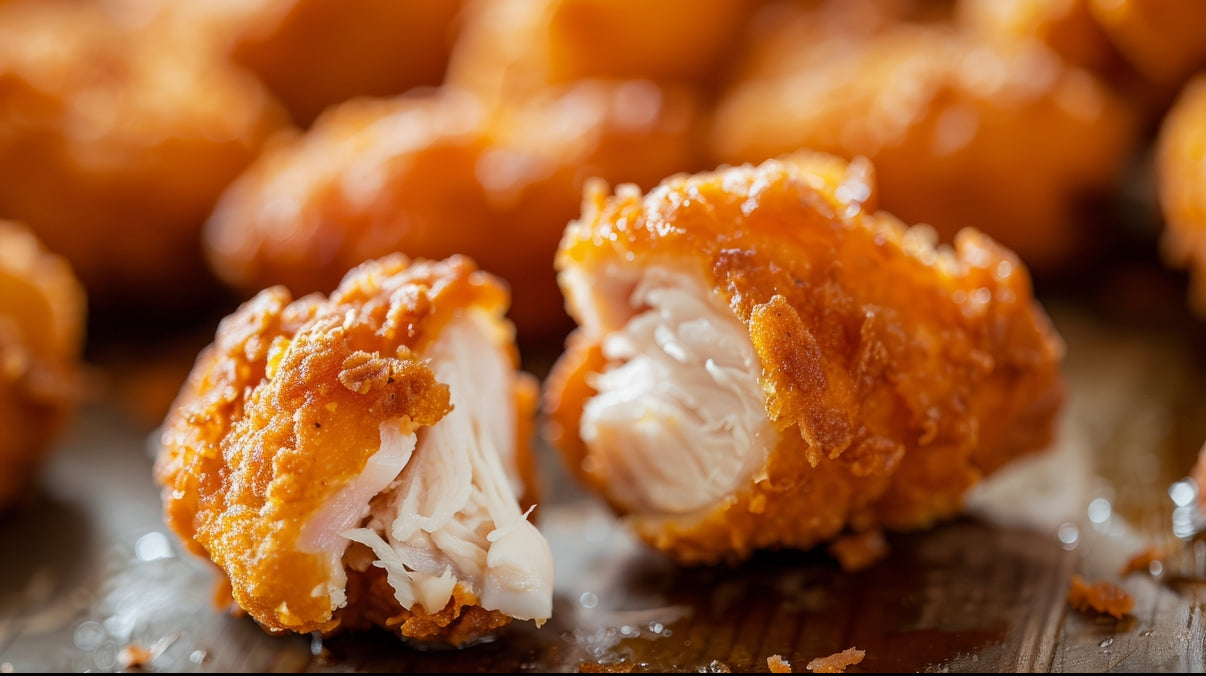Knuspriges Crunchy Chicken frisch aufgeschnitten